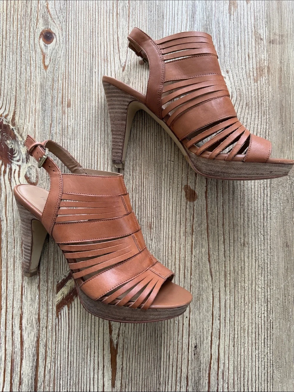 Franco Sarto - Women's Tan Strappy High-Heel Sandals